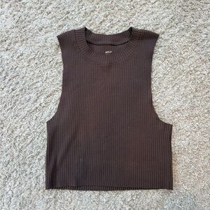 Aerie Ribbed Brown Halter Top